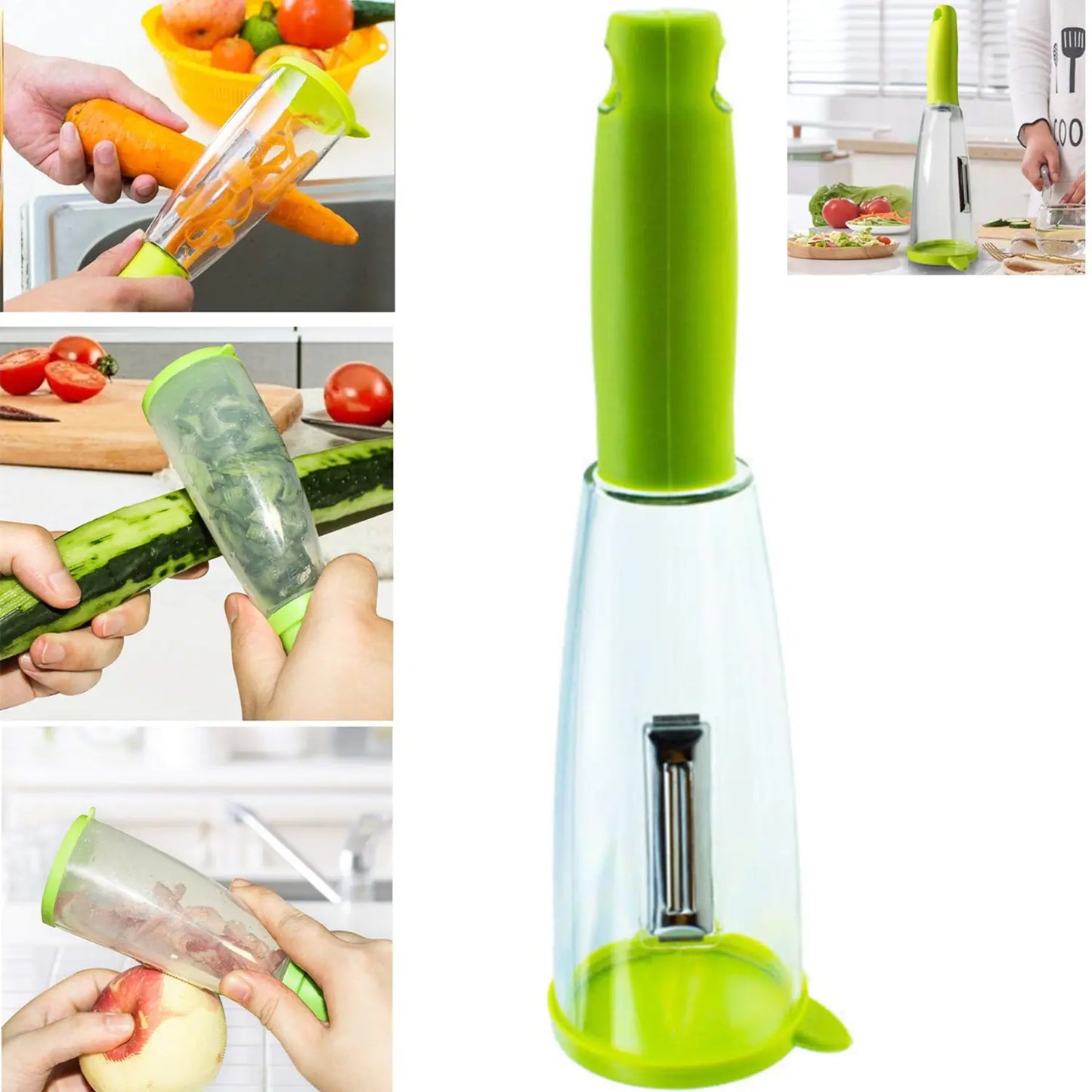 Multifunctional Kitchen Storage Box with Peeler & Slicer