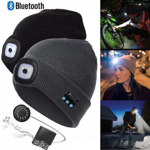 LED Knit Beanie with Bluetooth and Light for Outdoors