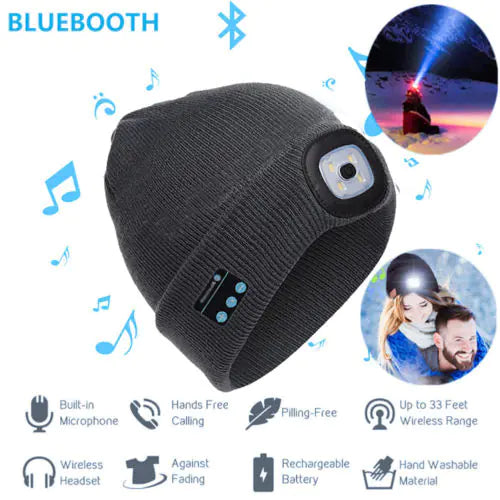 LED Knit Beanie with Bluetooth and Light for Outdoors
