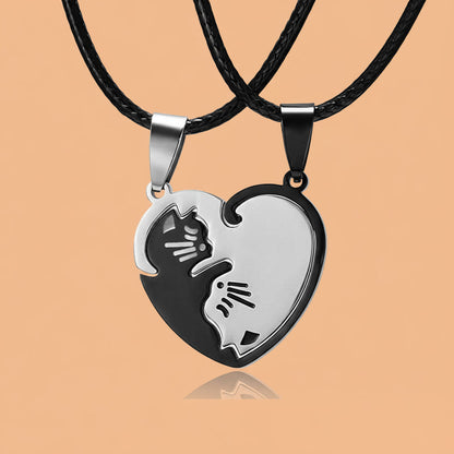 Titanium Steel Cat Pendant Necklace Set