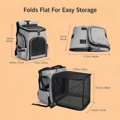 Portable Expandable Pet Backpack for Cats and Dogs