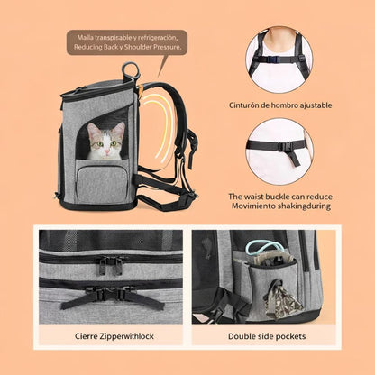 Portable Expandable Pet Backpack for Cats and Dogs