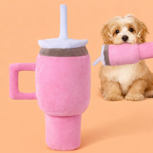 Plush Dog Toy with Handle Cup