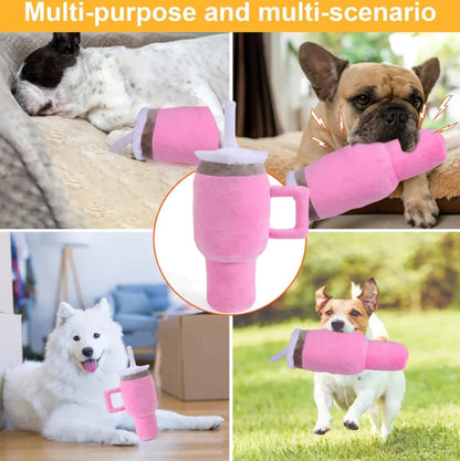 Plush Dog Toy with Handle Cup